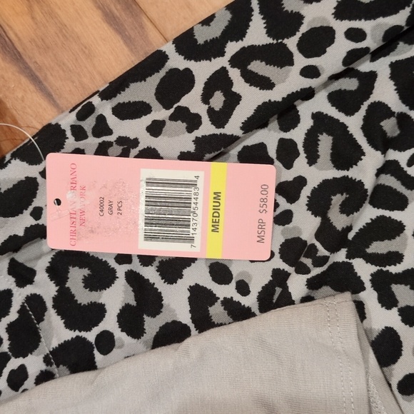 Christian Siriano NWT Gray and Black animal print Pajama sleepwear joggers set - Picture 3 of 8